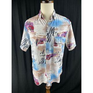 Surf Line Mens M Vtg 80s Original Jams AOP Art‎ to Wear Graffiti Hawaiian Shirt